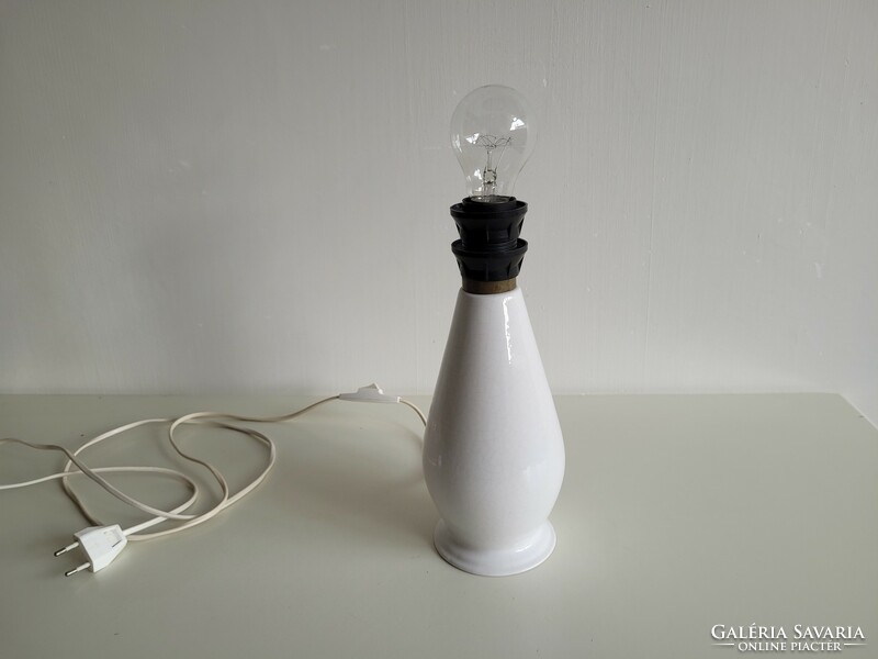 Régi retro lámpa fehér repesztett mázas kerámia mid century lámpatest