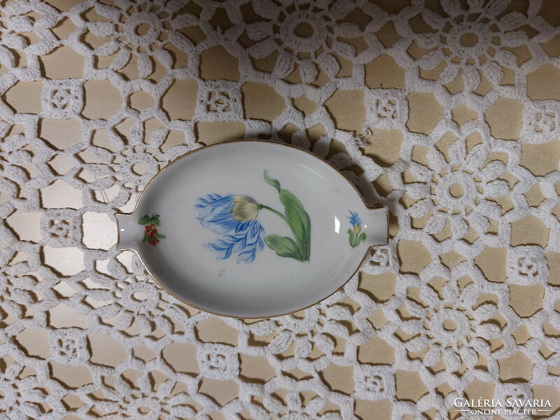 Herendi porcelánkék virágos hamutál