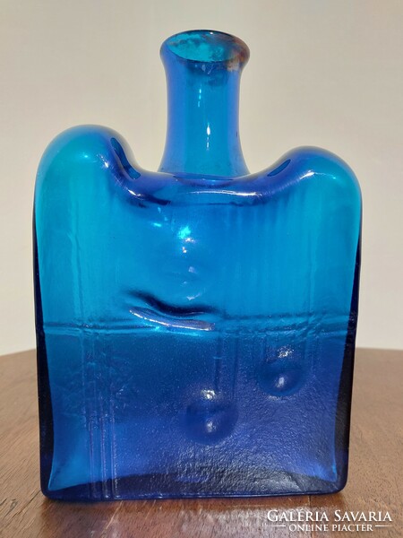 Blue bottle with a split bottom and a folded neck (5)