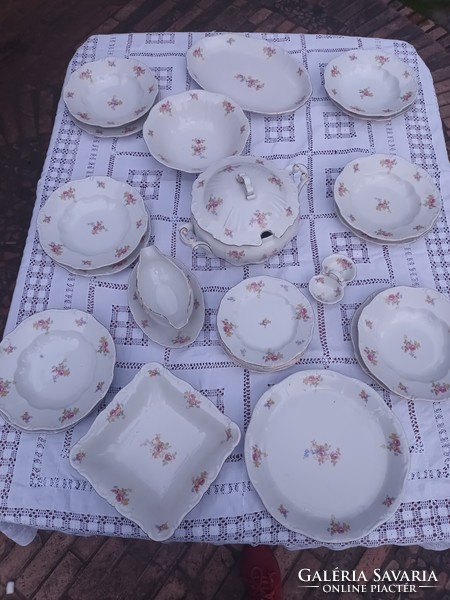 Old porcelain Zsolnay small flower pattern complete dinnerware set for 6 people for sale!