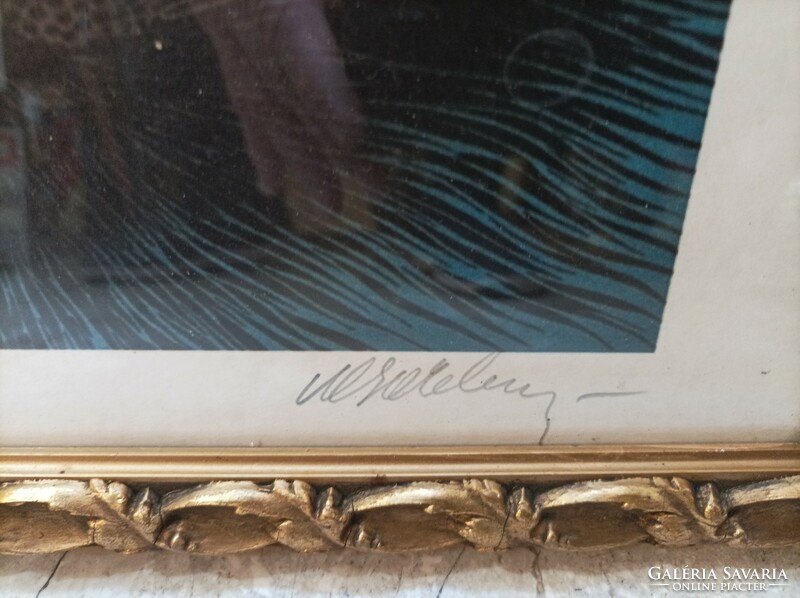 Vasarely jelzéssel  szitanyomat, 35 x 35 cm-es nagyságú ritkaság.