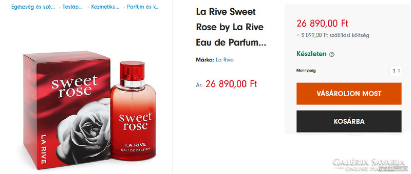 NAGY AKCIÓ. !!!  La Rive Sweet Rose Eau De Parfum 90 ml