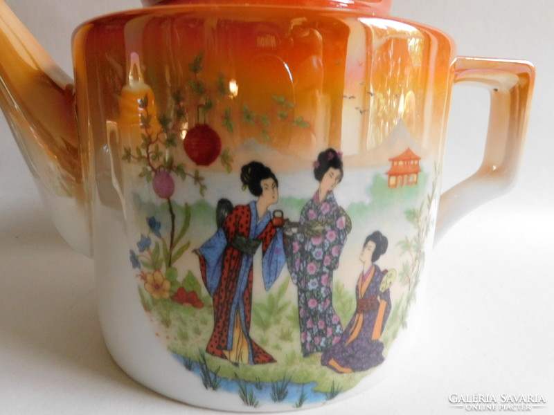 Antique Zsolnay teapot with a geisha scene