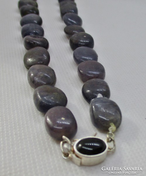 Beautiful genuine sodalite necklace made of large beads with a silver clasp