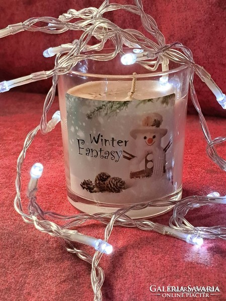 Christmas-scented candle in a glass glass (with snowman)