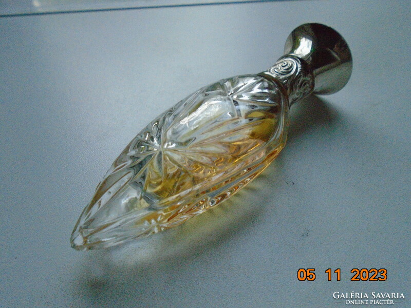 1980 Ralph Lauren Safari Rosette Perfume Bottle with Silver Plated Embossed Cap with Faux Tortoise Shell