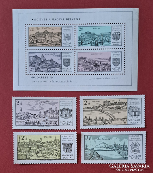 100 years of the Hungarian stamp block and the corresponding line of postage stamps, c/3/11