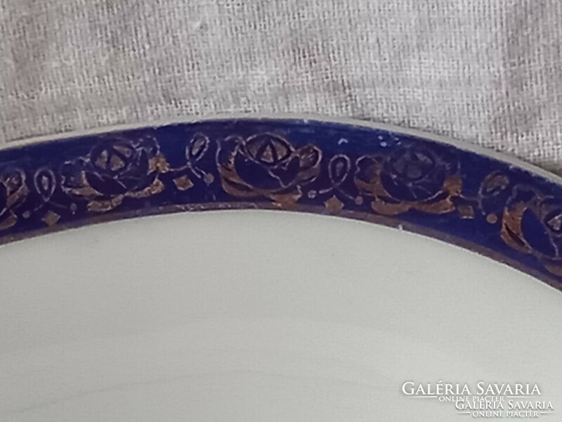 For Christmas, a Czech porcelain serving plate with blue edges