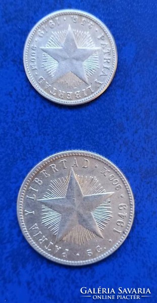 Kuba 1949 - ezüst 10 és 20 centavos