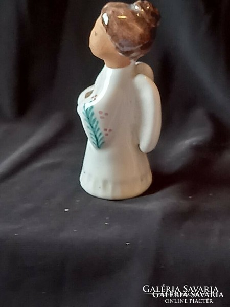Tiny Christmas ornament ceramic angel figurine (candle holder)