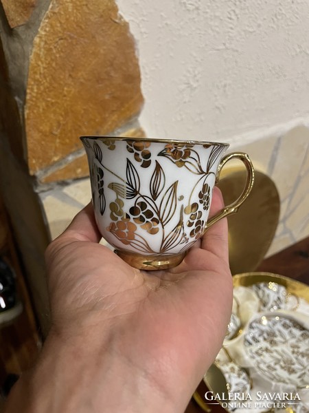 Beautiful 6 person tea set gold plated cup set set tea cup