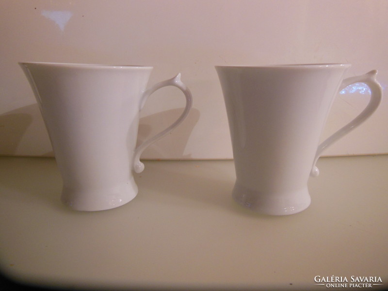 Cup - 2 pcs - 2 dl - beautiful rim - snow white - porcelain - German - flawless