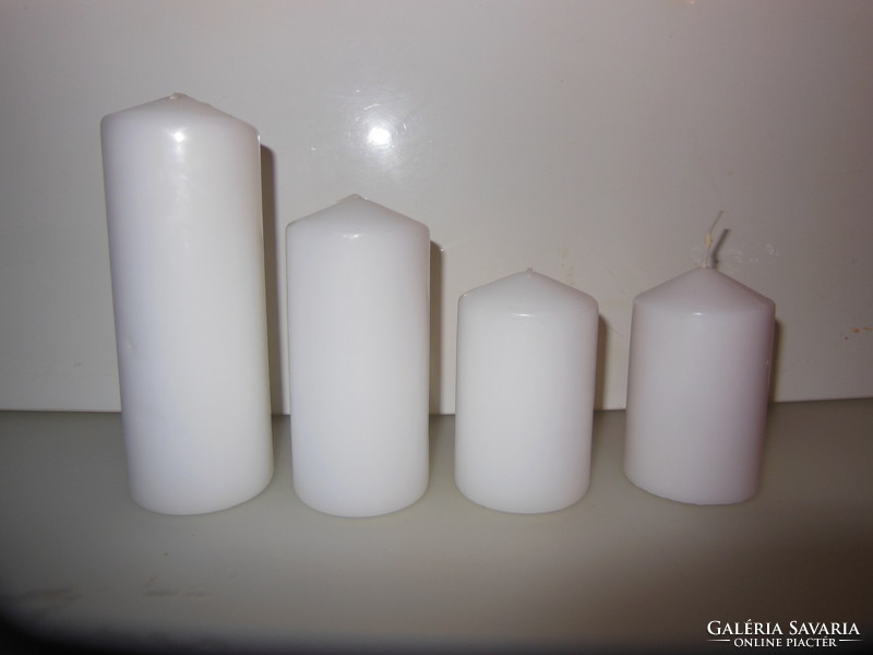 Candle - 4 pcs - new - 16 - 13 - 10 x 6 cm - snow white - quality - Austrian