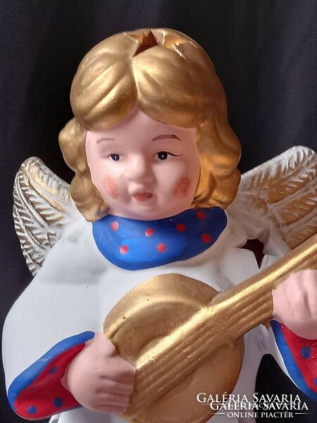 Karácsonyi dísz porcelán angyalka figurás mécsestartó 21 cm