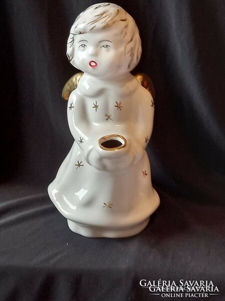 Christmas ornament porcelain angel figure candlestick 18cm with gift ornament (marked)