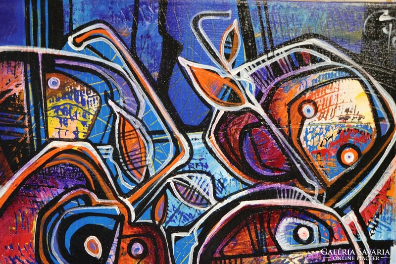 Still life, in blue - bodegon azul - 60.5x50.5 cm - simeon gonzales