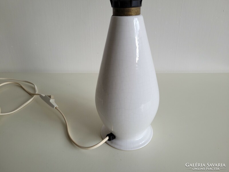Old retro lamp white cracked glazed ceramic mid century lamp