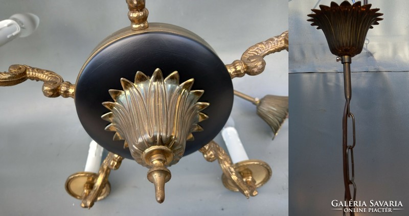 Empire style copper chandelier black gold