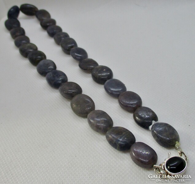 Beautiful genuine sodalite necklace made of large beads with a silver clasp