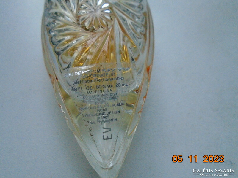 1980 RALPH LAUREN Safari rozettás parfűmüs üveg ezüstözött dombormintás kupakkal műteknős páncéllal