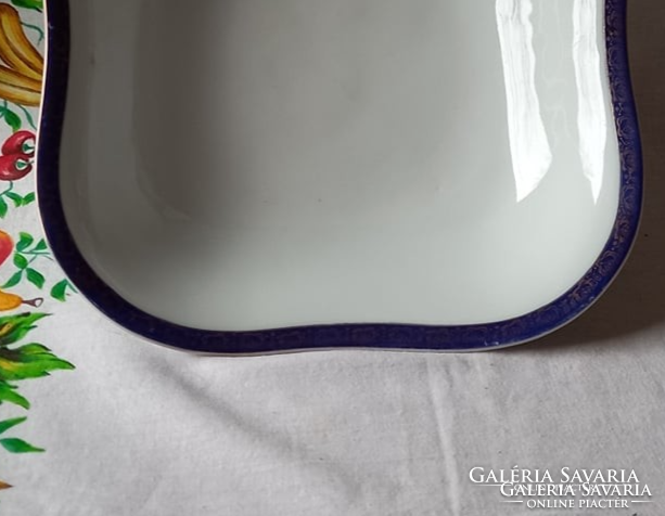 For Christmas, a Czech porcelain serving plate with blue edges