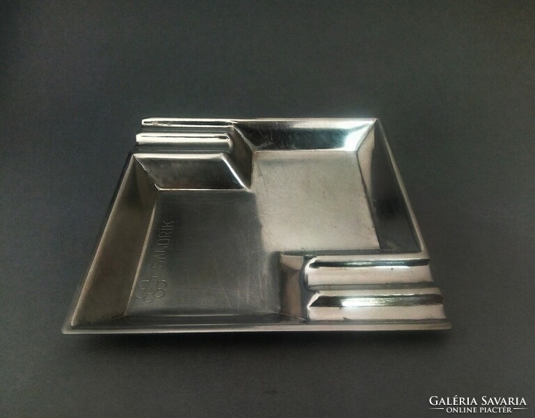Sandrik art-deco/bauhaus silver-plated geometric ashtray 1940's rare