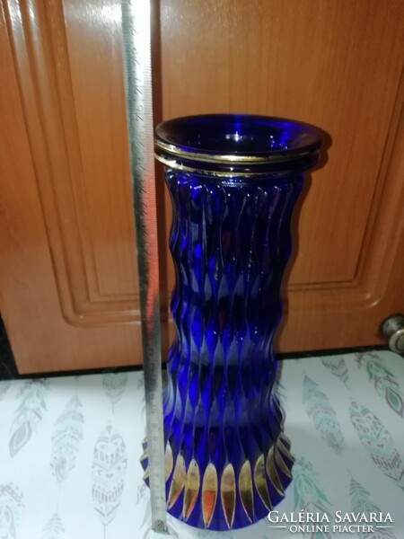 Régi üveg váza kék 33. a képeken látható állapotban
