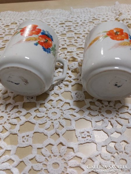 Zsolnay poppy-cornflower porcelain mugs