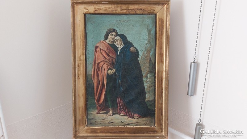 (K) Egyházi témájú festmény 52x78 cm kerettel