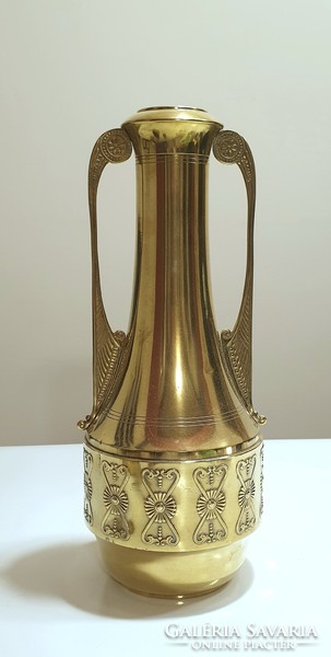Art Nouveau style large copper flower vase