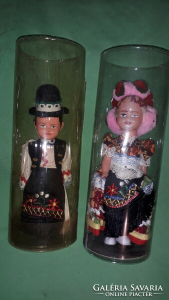 Pair of old cottage industry - folk art - Matyó dolls in Hungarian folk costume, good condition, 24 cm according to the pictures