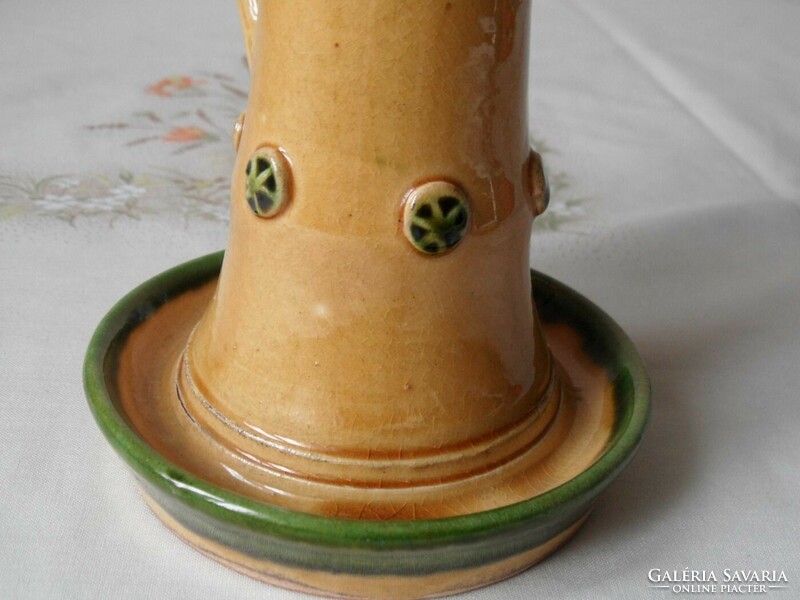 Glazed ceramic walking candlestick