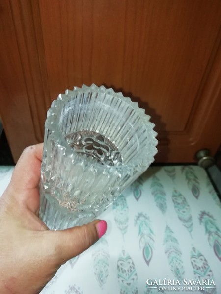 Régi üveg kristály váza 11 a képeken látható állapotban