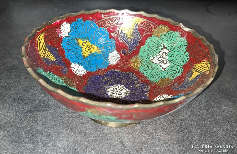 Indian enameled copper bowl