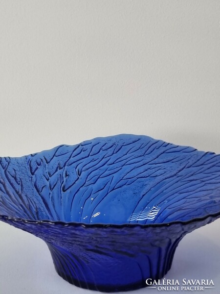 Vintage glass bowl with bark pattern, offering - Finnish lasisepat mantsala by pertti kallioinen