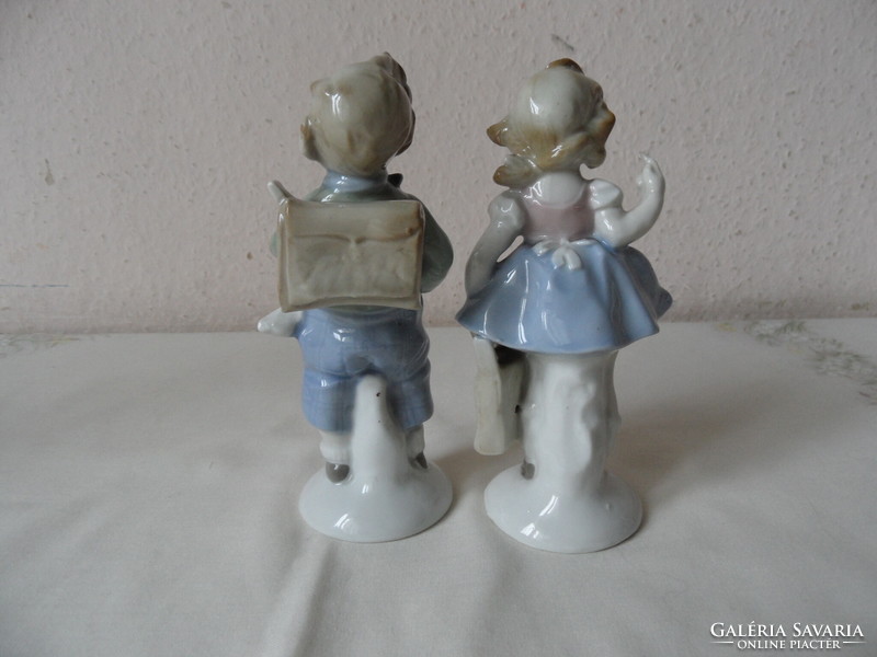 Old German porcelain figurine pair (2 pcs. School children)