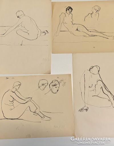 Nude studies (4 pieces) ink drawing