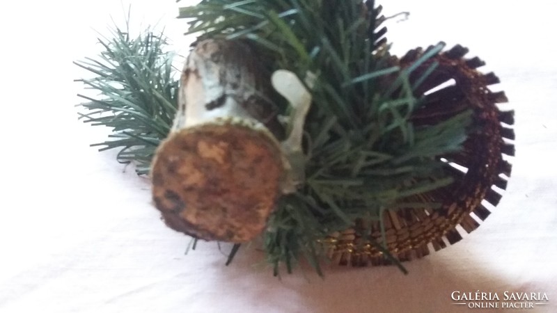 Régi angyalkás karácsonyi dísz mű és természetes anyagból