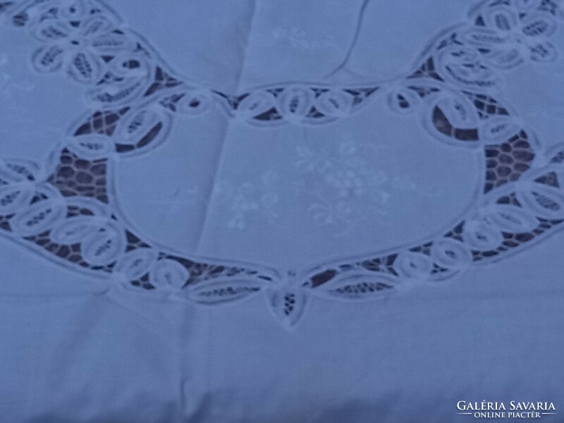 Antique tablecloth antique-style, white, hand-embroidered tablecloth, 160 x 310 cm