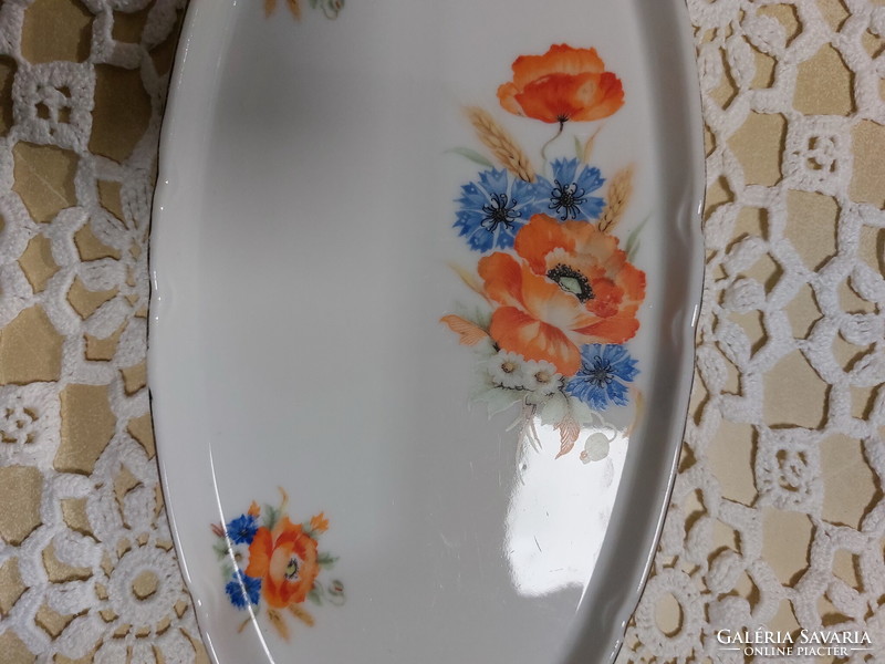 Antique Czech Victoria poppy-cornflower porcelain small serving bowl