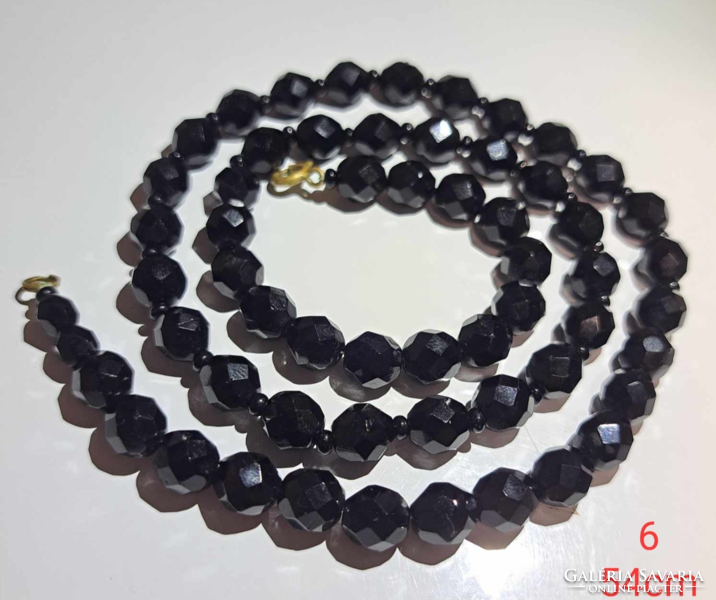 Onyx black faceted mineral necklace