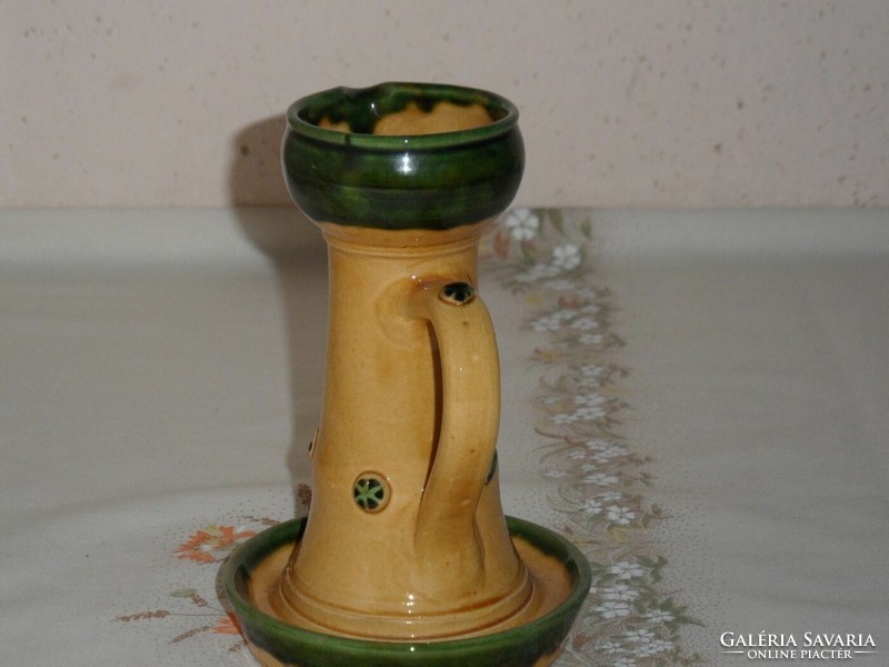 Glazed ceramic walking candlestick