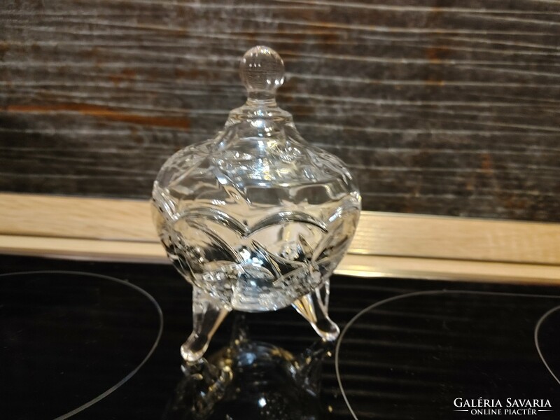 Glass crystal jewelry box with lid