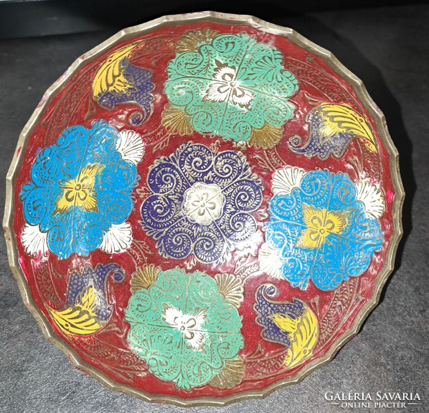Indian enameled copper bowl
