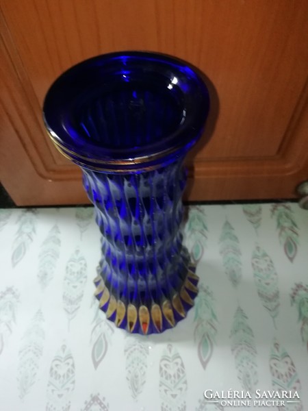 Old glass vase blue 33. In the condition shown in the pictures