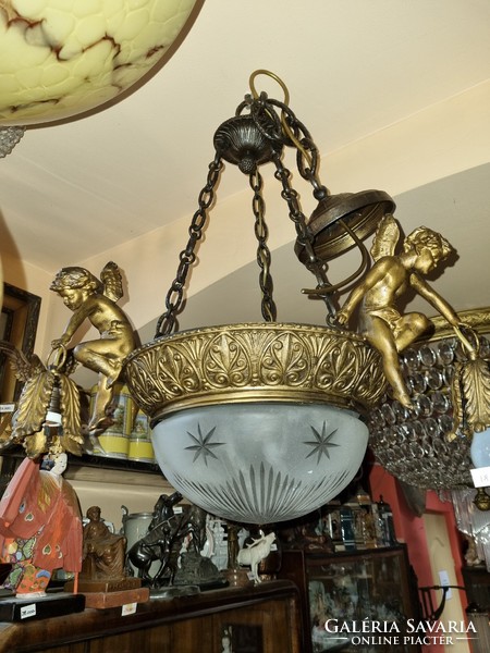 Old restored angelic copper chandelier