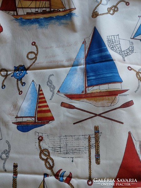504 x 154 cm-es vitorláshajós mintás erősebb textil anyag, vászon, hajózás, horgony, vasmacska