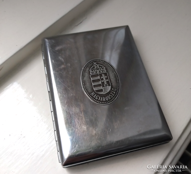 Metal cigarette case with coat of arms of Hungary