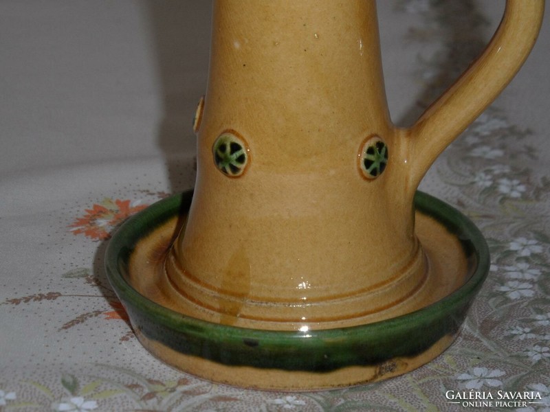 Glazed ceramic walking candlestick