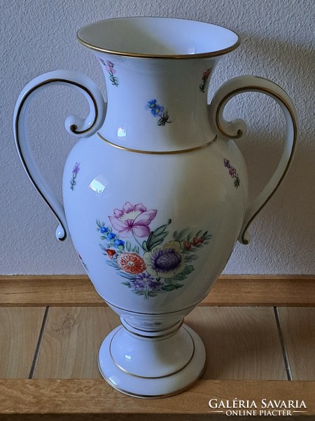 Hölóháza, hand-painted, flower-patterned vase / amphora vase
